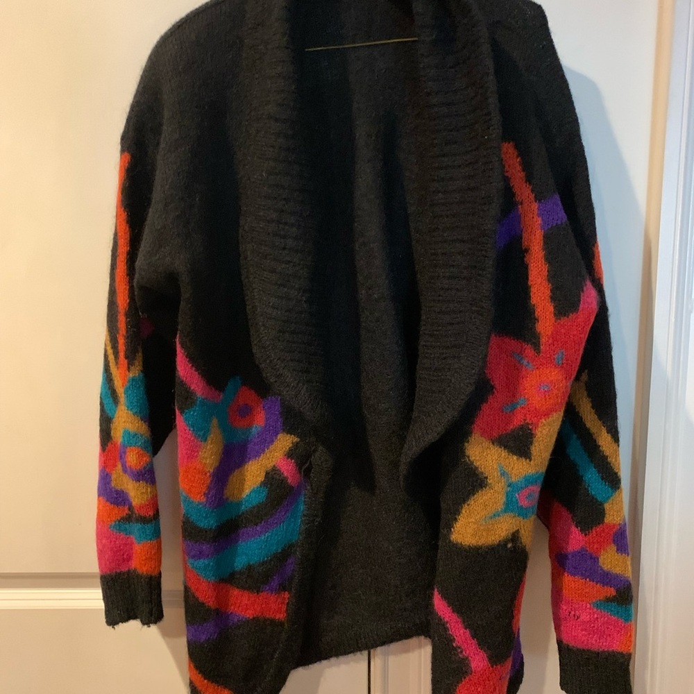 Rafaella Black Multicolor Patterned Cardigan - image 5